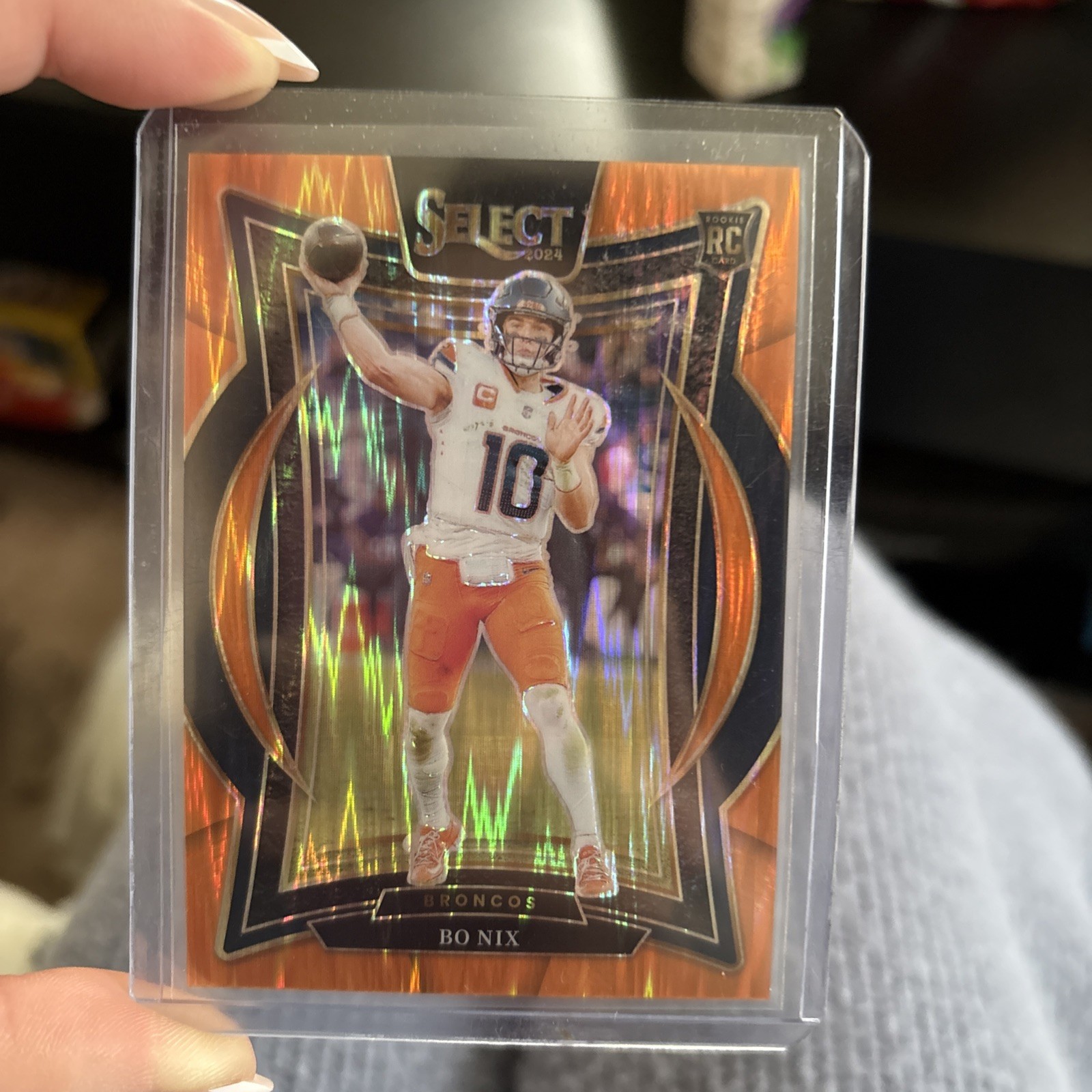 2024 Panini Select - Concourse Bo Nix #30 Orange Shock Prizm /499 (RC)