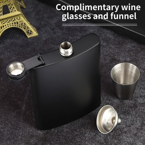 Rachan8Oz Fiaschetta per Liquore Uomo Donna Opaca 5,5x3,8x1in, Nero - Foto 4 di 6