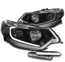 For 2009-2014 Acura Tsx Hid Model Led Black Projector Headlights Bumper Drl