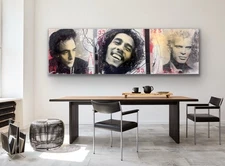 Large Johnny “Cash Painting Canvas By Byron Buchanan Original 24”x24” Mix Media