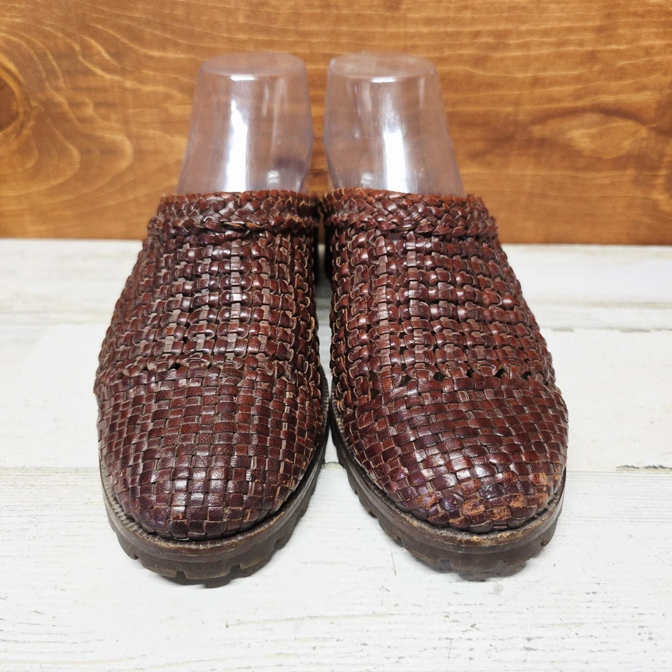 Zuecos tejidos vintage de cuero marrón Cole Haan Country 7,5 B para mujer Foto 2 de 4