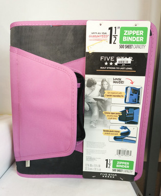 Mead. Five Star zipper binder. 1 1/2 inch. 500 sheet capacity. New