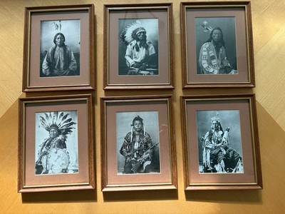 6 Native American Old West Collectors Wall Pictures Post Cards In Matted Frames