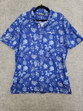RLX Ralph Lauren Polo GOLF Shirt -XL- NAVY BLUE Floral Performance STRETCH