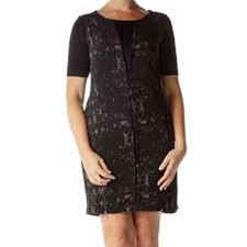 Elie Tahari For Design Nation Dress Black Gray Zipper Accents Boxy Woman's XL
