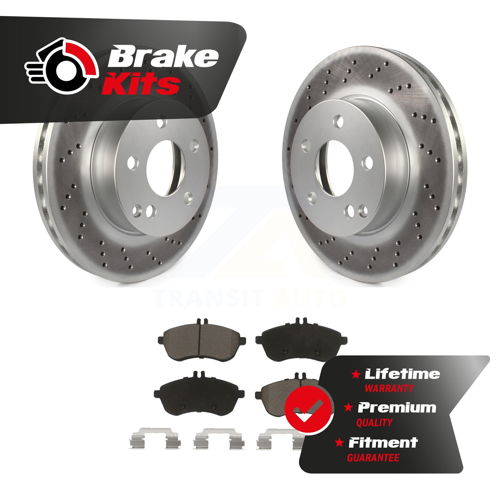 Front Coated Disc Brake Rotor & Ceramic Pad Kit For 2008-2012 Mercedes-Benz C300