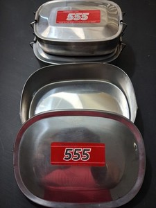 555 STEEL VINTAGE  FOOD CONTAINERS SET OF 3  MADE IN THE REPUBLIC. OF CHINA