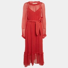 Zimmermann Red Polka Dots Silk Maxi Dress M