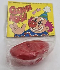 Rare Vintage Plastic Clown Nose in Original Package Creepy Hong Kong Sealed NOS