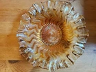 Carnival Glass Millersburg Marigold Zig Zag Crimped Bowl