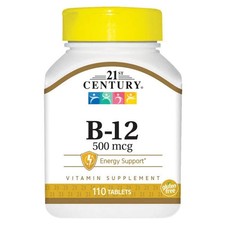 2 Bottles Vitamin B-12 21st Century 500mcg 110 each Tablets Expires 9/27