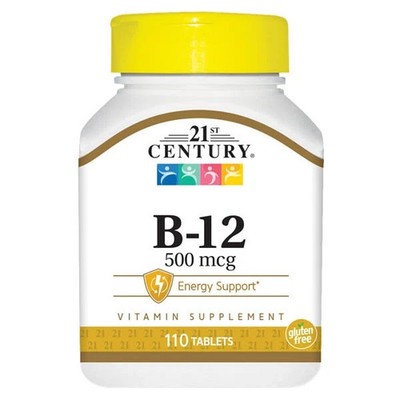 2 Bottles Vitamin B-12 21st Century 500mcg 110 each Tablets Expires 9/27