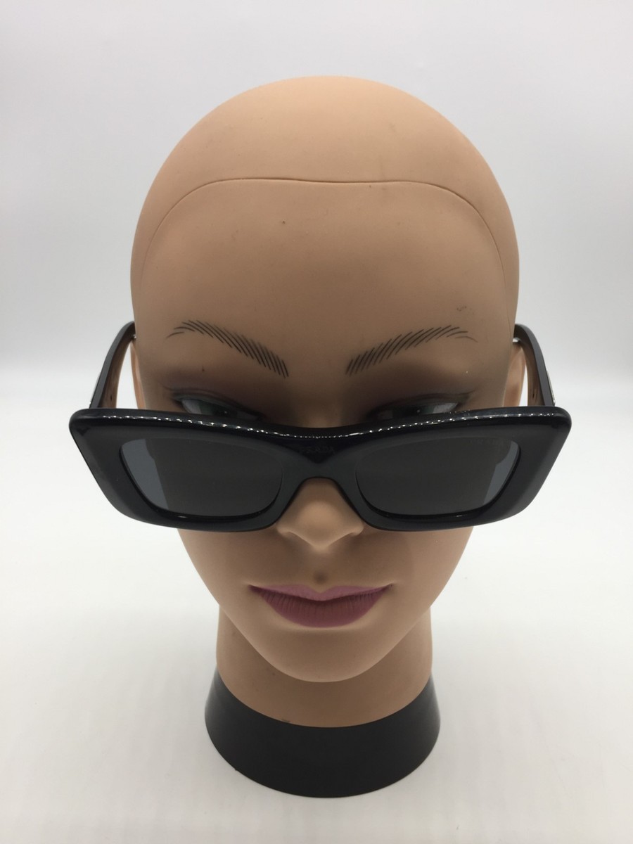 PRADA SPR13Z 1AB-5S0 Cat Eye Black Sunglasses 50-21-140 Dark Grey