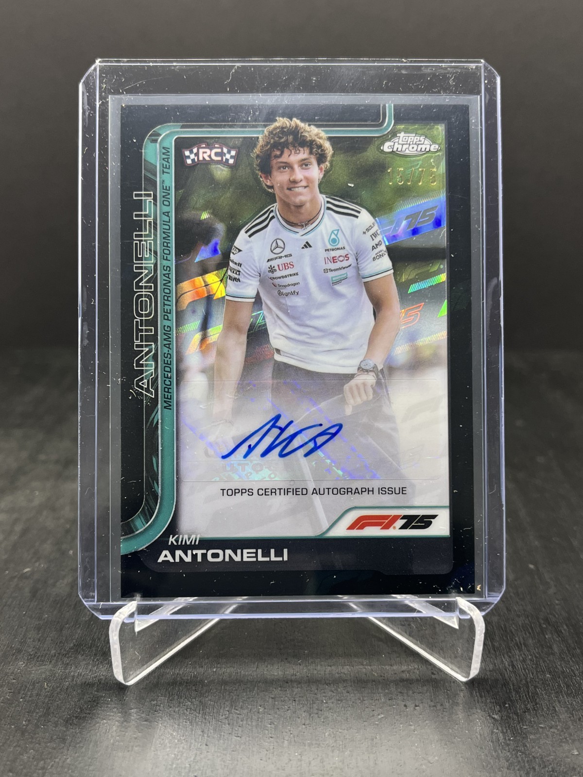 2025 Topps Chrome F1 Kimi Antonelli RC Autograph Auto 75th Annv. 15/75 #CAC-ANT
