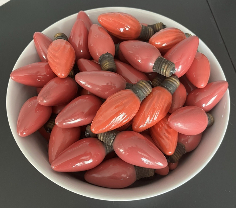 Vintage Ceramic Christmas Bulb Lot of 69 Swirl C9 Red/Orange Vase Filler
