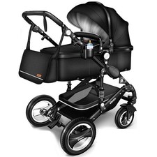 Poussette 3 En 1, Inclus Siège Auto Et Coque, Noire - A