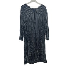 Gap Size XL Tie Shirt Dress Wrap Front Long Sleeve True Indigo Navy Blue Stripe