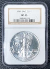 1989 American Silver Eagle S$1 NGC MS69 Classic Brown Label SLABBED & GRADED!