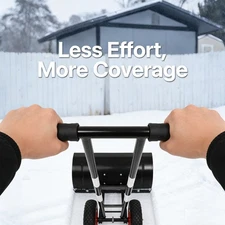 Heavy-Duty Wheel Snow Plow 7-Position Blade Height-Adjustable Handle