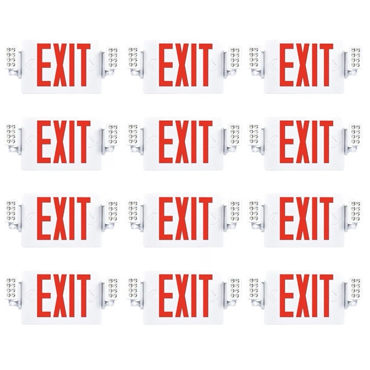 Sunco 12pk Red Exit Signs with LED Emergency Lights & Backup Battery