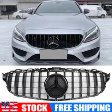 Black Front Grille For Mercedes Benz W205 C250 C300 C43 Grill Wemblem 2015-2018 Black Front Grille For Mercedes Benz W205 C250 C300 C43 Grill Wemblem 2015-2018