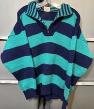 Vintage MENS Large Sweater Striped 90s Grandpa O4