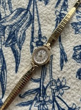 Reloj de cóctel vintage Caravelle 17 joyas tono dorado suizo para dama *FUNCIONA*