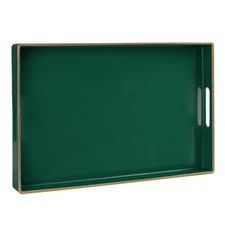 Dark Green Decorative Tray, Serving Tray with Handles, Plastic Trays for Coff...
