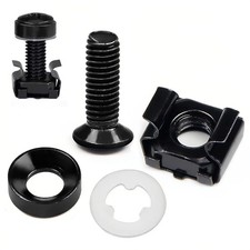 40 Sets M6 x 16mm Rack Mount Cage Nuts, Screws,Nylon Lock Washers and Washers fo