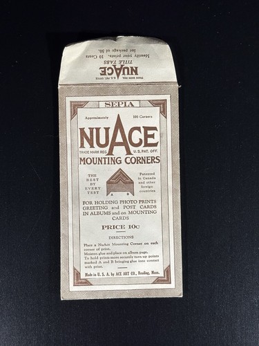 Vintage NuAce Mounting Corners Original Packet Corners ~ SEPIA ~ Opened