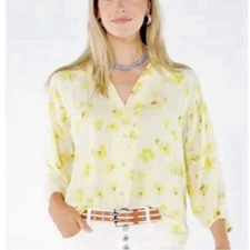 CABI #6294 Go To Button Up Top Blouse Yellow Size S