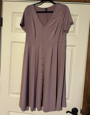 SHEIN Curve Mauve Short-Sleeve Faux Button-Front Dress
