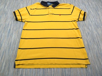 Polo Ralph Lauren Polo Shirt Mens XL Extra Large Yellow Stripe Custom Fit Vtg - Image 1 of 4