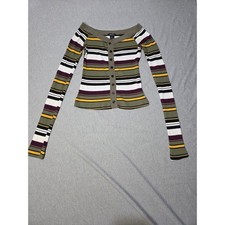 rue21 Striped Ribbed Crop Top Small Long Slee...