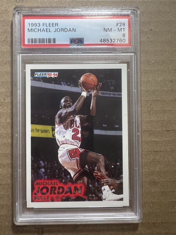 1993 Fleer #28 Michael Jordan Chicago Bulls HOF GOAT Graded PSA 8 NM-MT