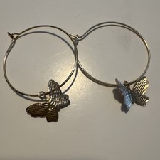 Delicate 3cm Goldtone Butterfly Hoop Earrings