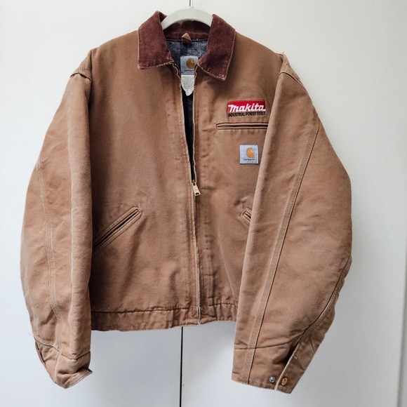 Vtg 2001 Carhartt Makita Collab Detroit Jacket J01 BRN Size 48/XL