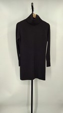 Quince Women Mongolian Cashmere Turtleneck Sweater Dress Black Basic Sleeved S