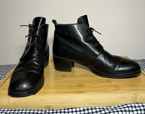 Vtg Calvin Klein Y2K Black Leather Booties US 9 Low Heel Minimal Boot EU 40 - Picture 3 of 7