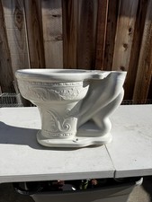 Antique 1900 Porcelain Ornate Embossed Toilet Bowl  Hightank H.M. & S GEM