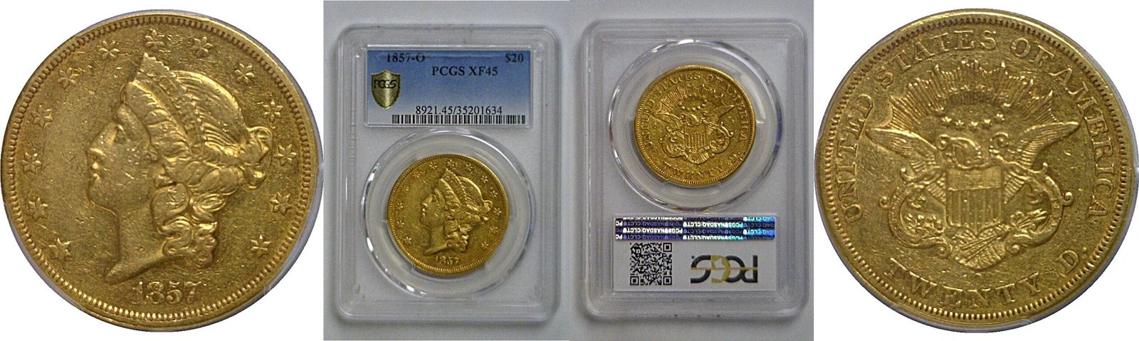 1857-O $20 Liberty   PCGS XF-45