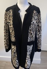 Chico's Leopard Print/Black Longline Open Front Cardigan Size L-2 12-14 Classic