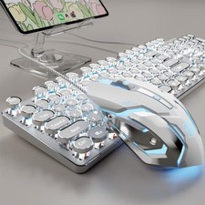 EWEADN TK100 Wired Typewriter Mechanical Keyboard and , 104 Keys Aesthetic Ty...