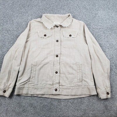 Linda Anderson Jacket Womens Textured Ivory Neutral Lightweight Size L