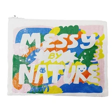 Blue Q Zipper Pouch Bag Messy by Nature Recycled Materials 9.50x7.25 NEW NWT