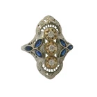 3Ct Art Deco Vintage Style Lab Created Diamond Engagement 14K White Gold FN Ring