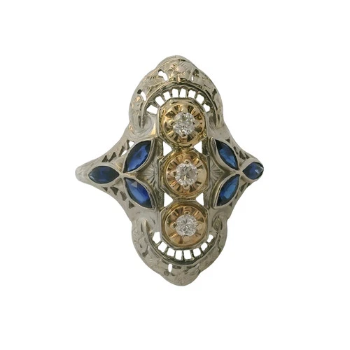 3Ct Art Deco Vintage Style Lab Created Diamond Engagement 14K White Gold FN Ring