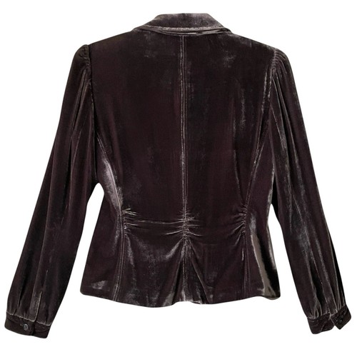 Vintage Tahari Velvet Blazer Size Medium Mocha Mousse Silk Rayon Blend Pockets - Picture 6 of 14
