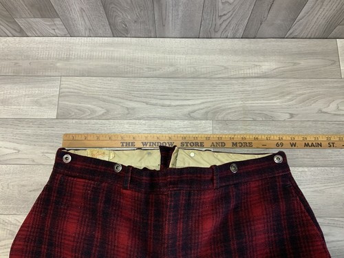 VTG WOOLRICH WOOL HUNTING BUFFALO PLAID DOUBLE KNEE PANT MACKINAW USA 38x31 - Picture 19 of 21