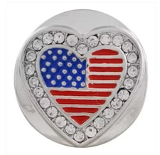 Snap Jewelry Rhinestone USA Flag Enamel Fits 18-20mm Ginger Charms Accessories 